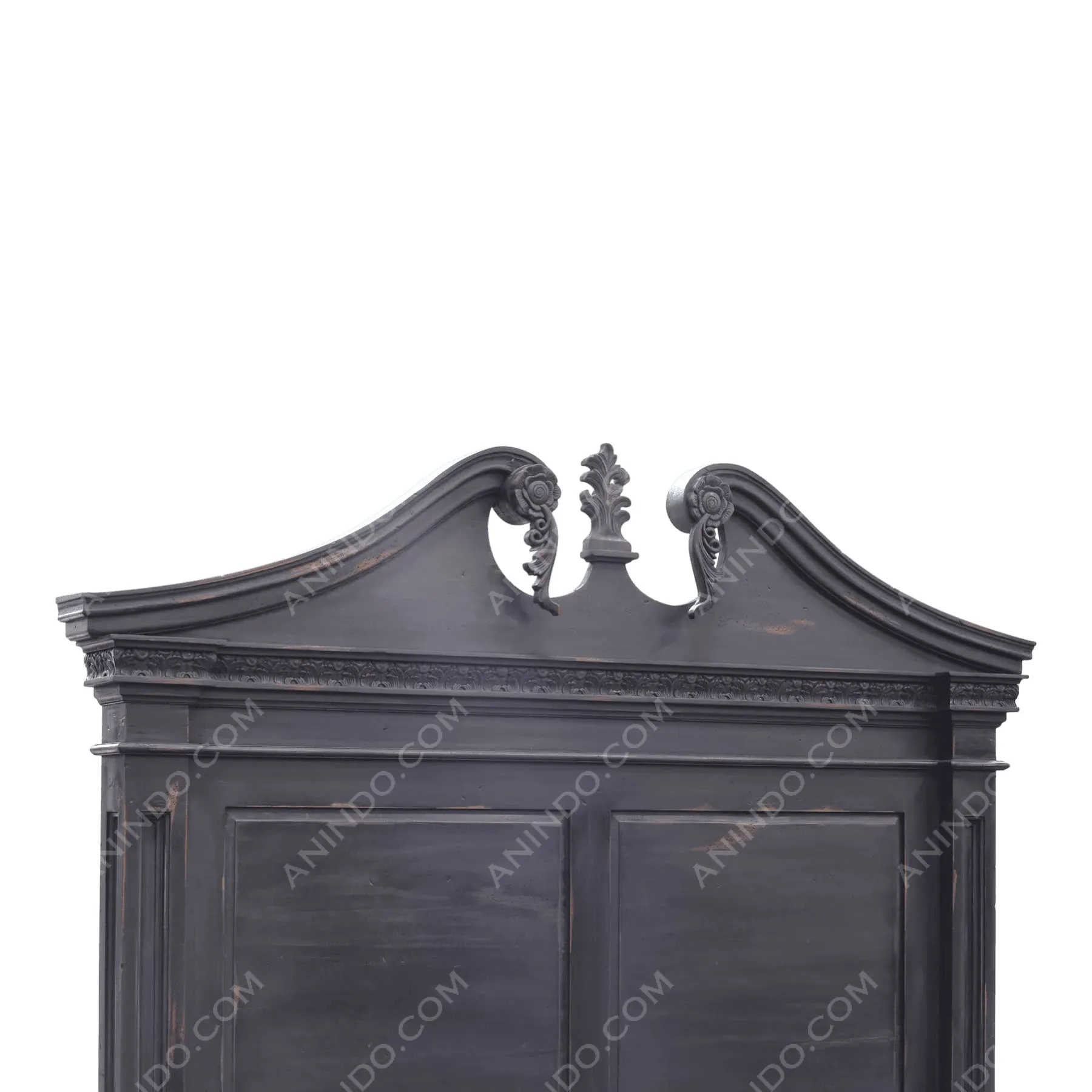Black Neoclassical Panel Bed - Image 4