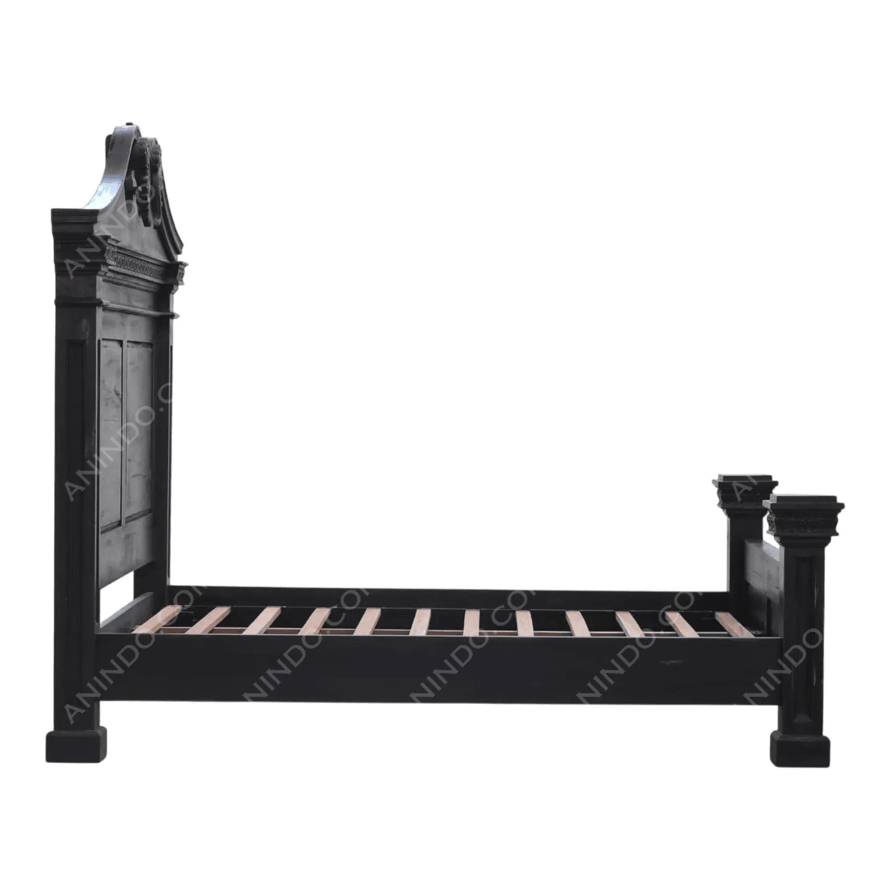 Black Neoclassical Panel Bed - Image 5
