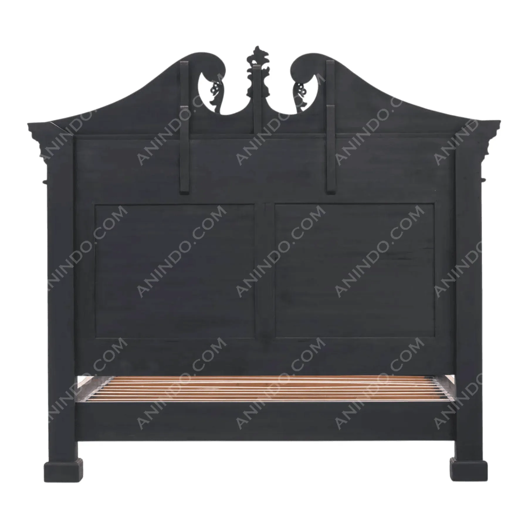 Black Neoclassical Panel Bed - Image 7