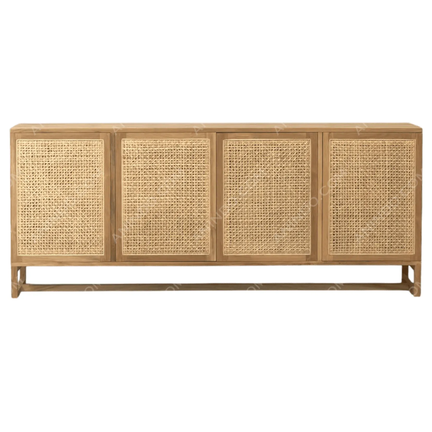 Havana Teak & Rattan 4-Door Sideboard