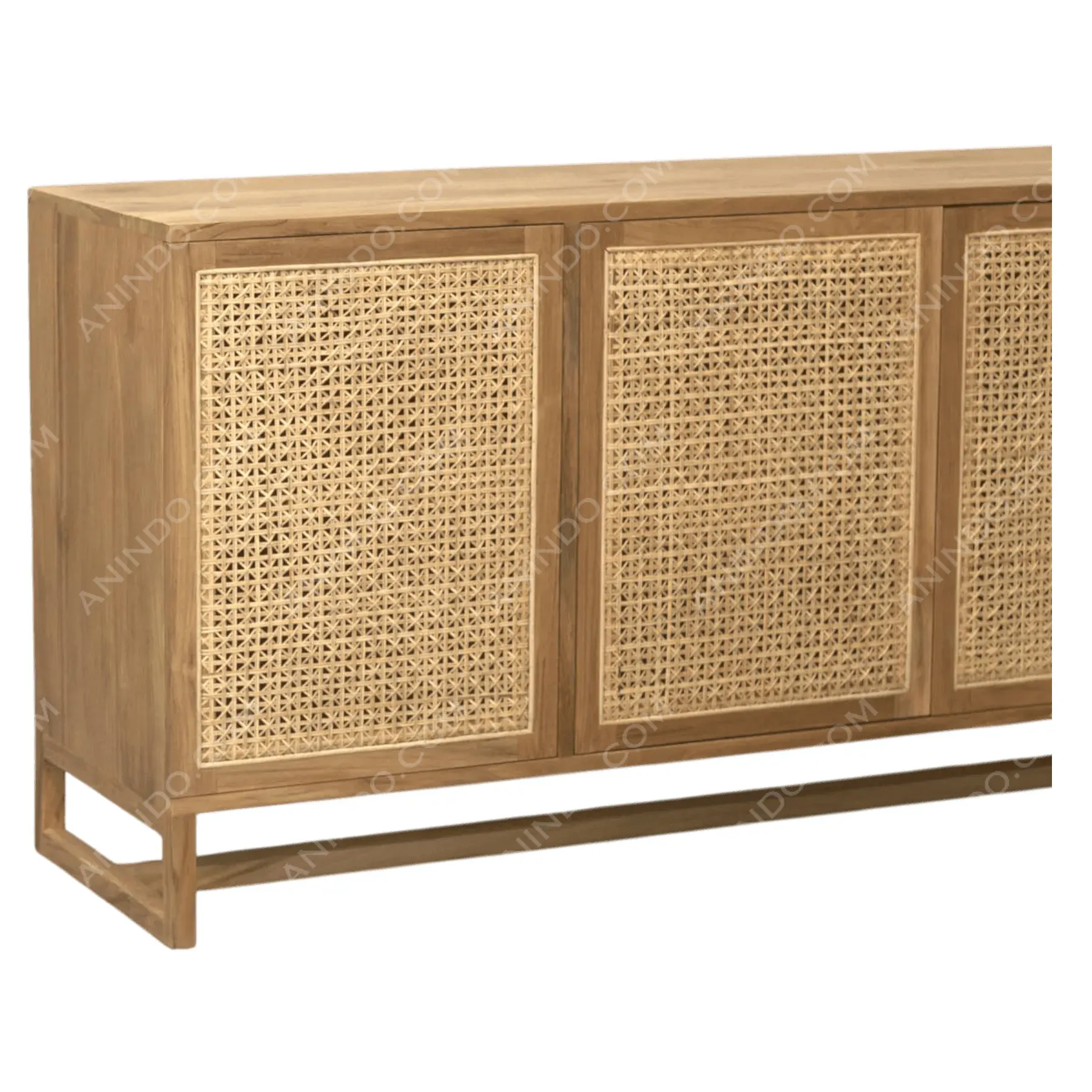 Havana Teak & Rattan 4-Door Sideboard - Image 3