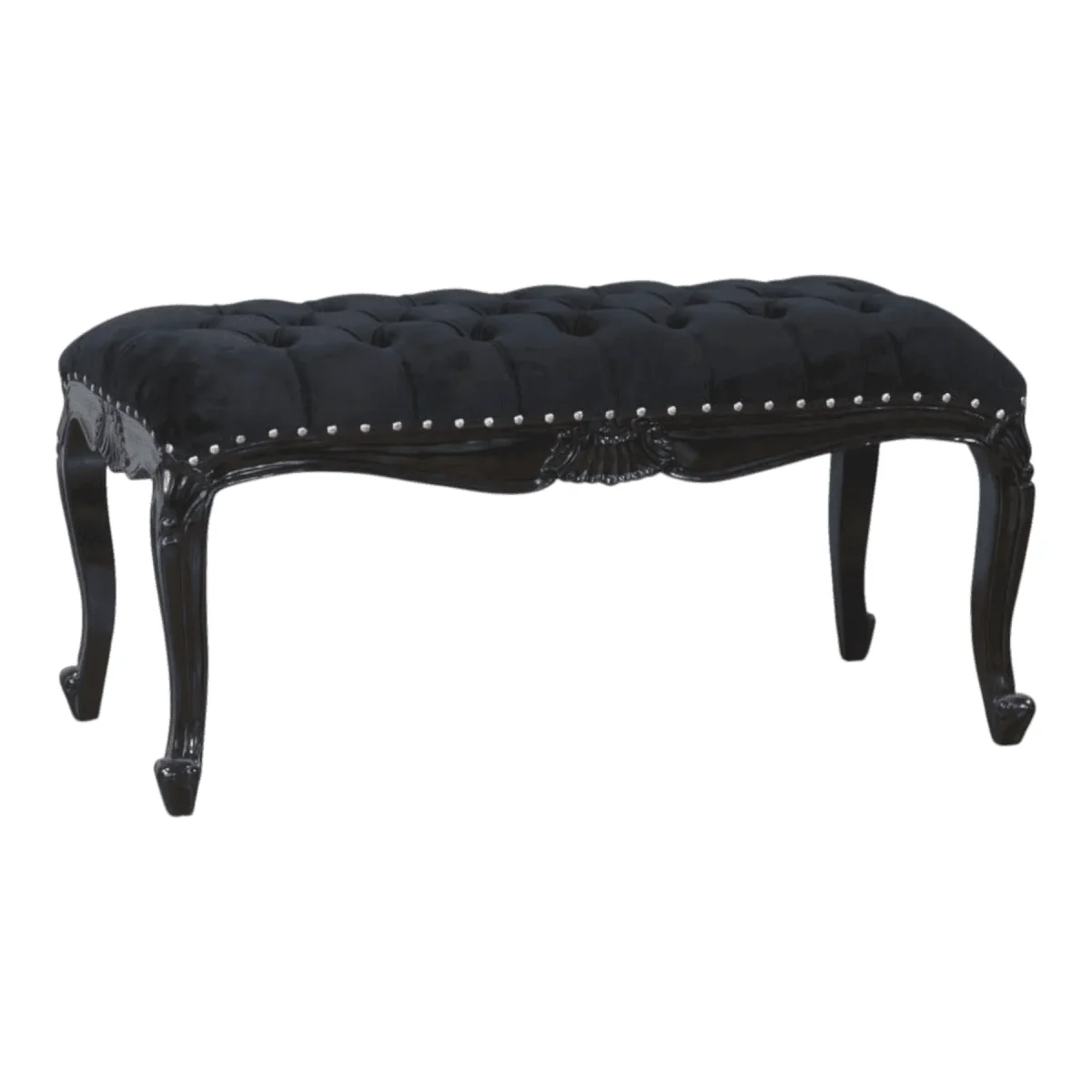 Obsidian Velvet Tufted Bench - Image 2