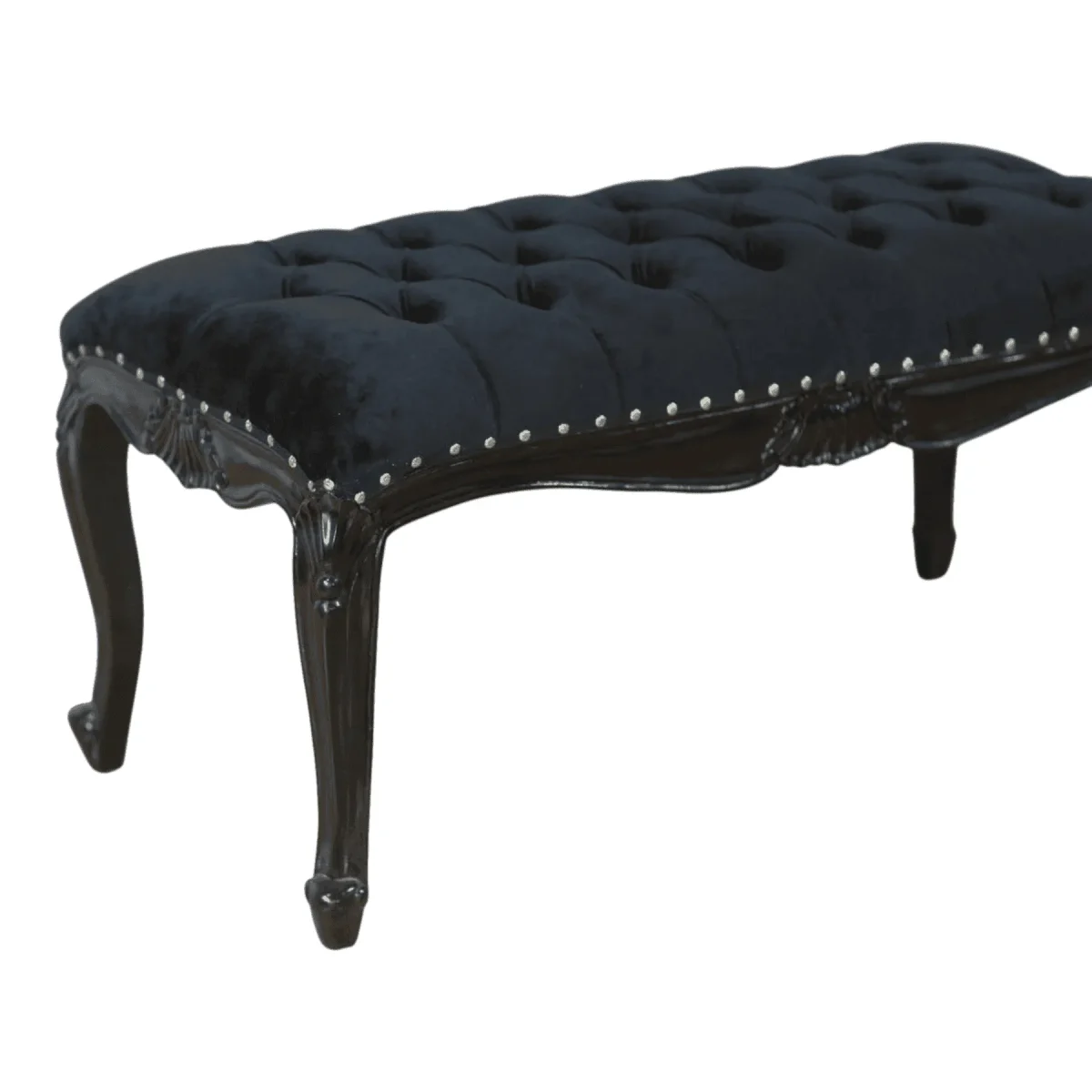 Obsidian Velvet Tufted Bench - Image 3